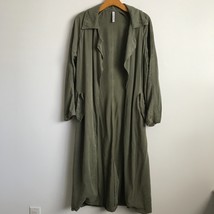Rachel Pally Trench Duster Jacket XS Green Slouchy Waterfall Open Front ... - $42.55