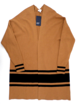 NEW Crown &amp; Ivy Open Front Long Cardigan Sweater Size L Tan &amp; Navy NWT - $23.71