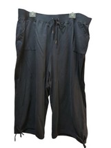 Cato 22-24 W black cotton blend elastic waist drawstring crop pants wide leg - £10.64 GBP