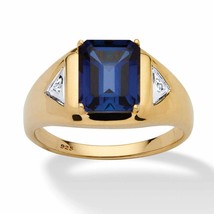 PalmBeach Jewelry 2.76 TCW Sapphire Ring in Gold-Plated Sterling Silver - £80.17 GBP