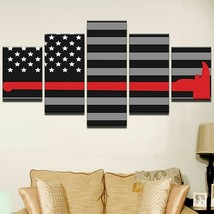 No Frame Firefighters Flag Ax Hero Five Piece Canvas Multi Panel Home Decor Art  - £24.10 GBP+