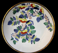 A.C.F.  Porcelain Ware Dish Bowl Plate Encased in Brass 7&quot; Flowers Flora... - $45.25