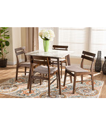 Derya Light Beige Fabric/Walnut Brown 5-Piece Dining Set w/Faux Marble - $8,227.42 MXN