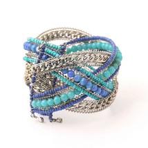 Turquoise and Grey Beaded Bracelet By Isha Life - $19.79