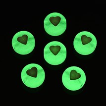 10 Glow In The Dark Heart Beads Round Coin Celestial Jewelry Making 7mm ... - €1,57 EUR