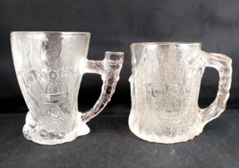 2 McDonald&#39;s Flintstones Mammoth &amp; Treemendous Mugs Pebbled Glass c.1993 - £9.34 GBP