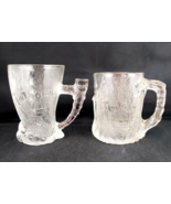 2 McDonald&#39;s Flintstones Mammoth &amp; Treemendous Mugs Pebbled Glass c.1993 - £9.32 GBP