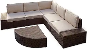 Christopher Knight Home Santa Cruz Outdoor Wicker Sectional Sofa Set with Water  - £1,651.93 GBP