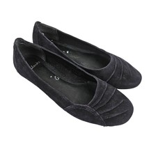 Clarks Loafers Womens Size 7 Black Suede Shoes Comfort Flats Pleated Front - $24.75