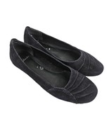 Clarks Loafers Womens Size 7 Black Suede Shoes Comfort Flats Pleated Front - $24.75