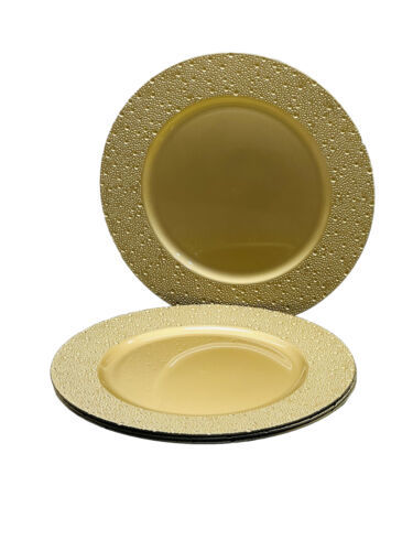 Primary image for Vinyl Hammered Round Gold 13" Charger Plates  (4) Deco/No Food Safe