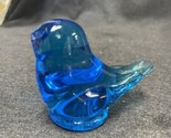 Vintage Glass Blue Bird of Happiness Figurine Signed Leo Ward 1985 - $24.75