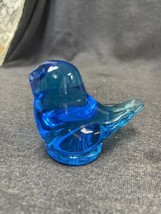 Vintage Glass Blue Bird of Happiness Figurine Signed Leo Ward 1985 - £19.78 GBP