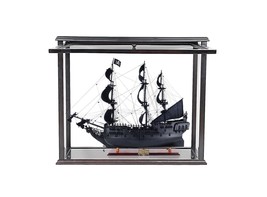 30" Black Black Pearl Pirate Medium Open Display Case Boat Hand Painted Decorati - $1,541.99