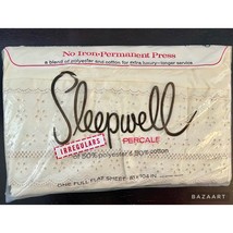 VTG Sleepwell Irregulars Percale Cream Colored Eyelet Full Size Flat Sheet - $21.78