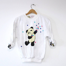 Vintage Kids Panda Bear Reversible Puffy Sweatshirt Medium - £36.53 GBP