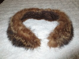 Vintage LADIES BROWN FUR Lined COLLAR with 3 Metal Fasteners--22&quot; Long x... - $18.00