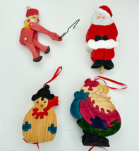 Vintage Wooden Puzzle Ornaments LOT OF 4 - £3.19 GBP