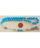 GREEK KOMBOLOI STERLING SILVER AND TURQUOISE WORRY BEADS - £90.72 GBP
