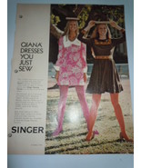 Vintage Singer Qiana Dress You Just Sew Print Magazine Advertisement 1972  - $12.28 CAD