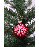 Red Glitter Snowflake 2-5/8&quot; Shiny Glass Ball Christmas Ornament - £7.82 GBP