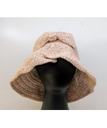 Pink Bow-Accent Wide Brim Floppy Woven Straw Dome Bucket Sun Summer Beac... - $267.42 MXN