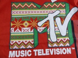Women&#39;s MTV Holiday Short Sleeve Graphic T-Shirt Red Size M Cotton Blend - £4.57 GBP