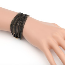 Gold Tone With Black Overlay Multi Strand Bracelet - $34.99