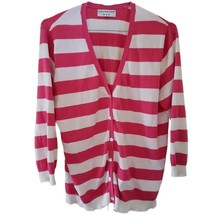 Covington Pink &amp; White Striped 3/4 Sleeve Button Down Cardigan - £7.70 GBP