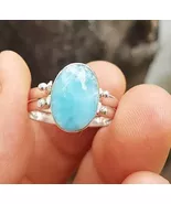 LARIMAR-CONCH gemstones 925 sterling silver reversible ring size 8.25 wg-6 - $69.14 CAD