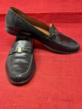 Salvatore Ferragamo Studio Italy Made Black Leather Buckle Shoe Sz 9 D Slip On - $63.11