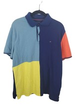 Tommy Hilfiger Polo Shirt Large Mens Colorblock Short Sleeve Pullover Classic Ca - £20.17 GBP