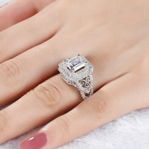 Emerald Cut 3.00Ct Simulated Diamond Engagement Ring 14k White Gold in Size 8.5 - £203.41 GBP