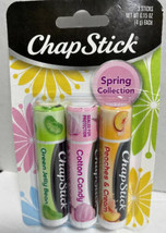 CHAPSTICK Spring Collection 3 Pack Jelly Bean Cotton Candy Peaches &amp; Cream NIP - £9.32 GBP