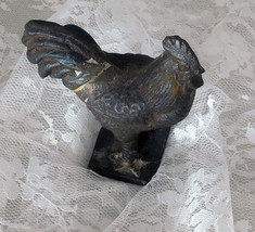 Vintage Cast Iron Rooster Figurine - 3 1/2&quot; High x 3 3/8&quot; Long  x 1 1/2&quot; Wide - £14.98 GBP