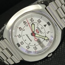 Rare Vintage Seiko 5 Automatic 7006A Japan Mens D/D White Watch 583b-a306385-6 - £53.56 GBP