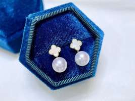Peaceful cross in heart Freshwater Pearls Earrings H20225644 - £43.96 GBP