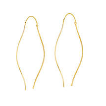 925 Sterling Silver Yellow Gold Fancy 3&quot; long Wave Threader Fashion Earrings - £55.39 GBP