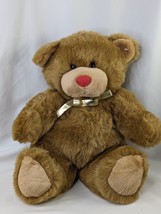 Soft Dreams Brown Bear Plush 16 Inch Gold Bow Stuffed Animal Toy - $52.95