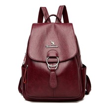 New Women Leather BackpaLarge Capacity School Backpafor Girls Ladies Bagpack Vin - £38.96 GBP
