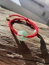 Hand braiding jade bracelet | Natural Myanmar green jadeite donut charm (15.3mm) - $128.00