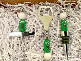 Pickleball Beaded Corkscrew, Bottle Opener, &amp; Wine Bottle Stopper Set - $12.38