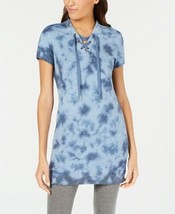 allbrand365 designer Womens Activewear Tie Dyed Lace Up Tunic,Td Indigo,X-Small - £31.32 GBP