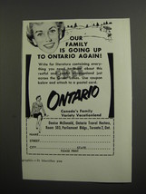 1957 Ontario Canada Ad - Our family is going up to Ontario again - £14.77 GBP