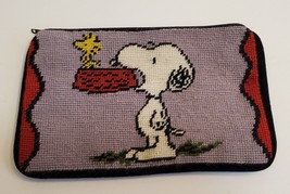 Peanuts Snoopy dogdish needlepoint cosmetic case / pouch Union Trading retired - £17.57 GBP