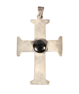 925 Sterling Cross Pendant with Black Onyx 2 Inches Tall Handcrafted On ... - €24,44 EUR
