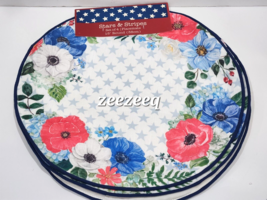 Memorial Day Patriotic 4th of July Floral Red Blue Placemats Home Decor ... - £26.09 GBP