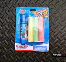 Paw Patrol Nickelodeon Outdoor Chalk Set w/Blue Character Holder &amp; 3 Chalk Stick - £7.90 GBP