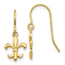 Fleur de lis Drop Dangle Earrings 14K Yellow Gold Plated Sterling Silver V-Day - $64.49