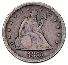 1875-S 20C Twenty Cent Piece in Very Good VG Condition, Natural Color - $138.59